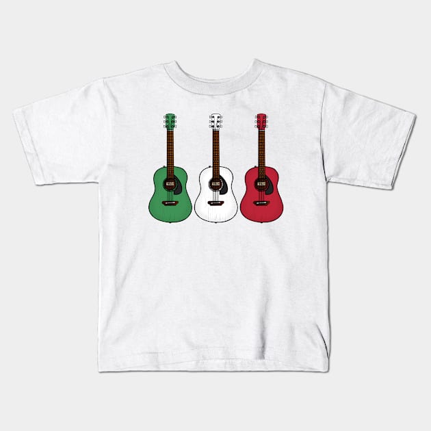 Acoustic Guitar Italian Flag Guitarist Musician Italy Kids T-Shirt by doodlerob